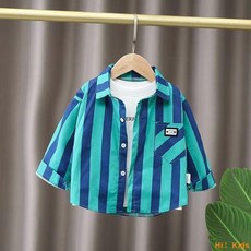 Hi！Kids 童裝男童秋裝帥氣襯衫，春秋新款長袖襯衫兒童薄款襯衫外套潮