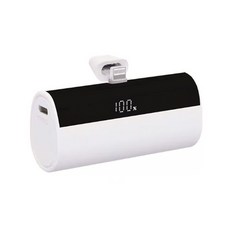 엠제이블루 해외여행 기내반입 잔량표시 도킹형 더심플 미니 보조배터리, 밀크화이트, 8핀