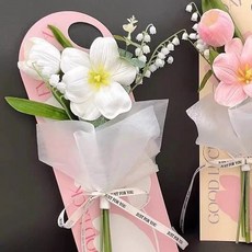 母親節㛿女節禮物賀卡手工鬱金香仿真花假花永生花卡片生日女生, 1個, 白色鬱金香一套