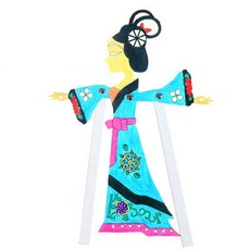 臺灣熱銷 中國風傳統文化皮影戲手工diy兒童創意塗色製作玩具幼兒園材料包, 皮影款式2, 1個