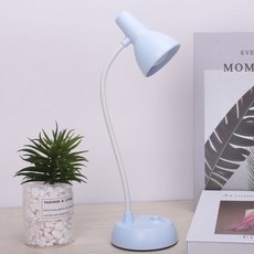 新款led護眼學習摺疊夾子usb充電臥室檯燈學生宿舍牀頭閱讀檯燈, 電池款藍色:如圖