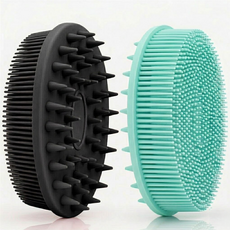 플로우샵 샴푸&샤워 올인원 실리콘 브러쉬, 2개, 1개입, 그린+블랙