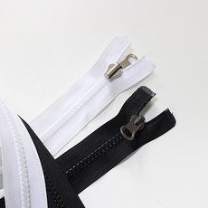 60cm)5호 리버시블 양면 플라스틱지퍼(2컬러) - 비슬론지퍼 잠바지퍼, 화이트, 1개
