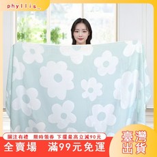 純棉浴巾 - 薄款柔軟吸水大毛巾 (臺灣出貨), 大花浴巾1條裝-綠色,70x140厘米【誤差1-2cm】, 1個