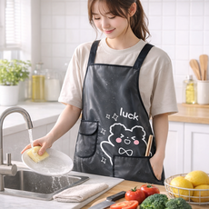 바이로브 방수앞치마 주방 생활방수 원피스앞치마, 1개, 블랙