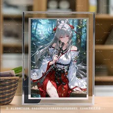 명조 히유키 일러스트 크리스탈 프레임 사진 액자 장식 선물, 008, 5인치 크리스탈 사진 프레임 + 사진