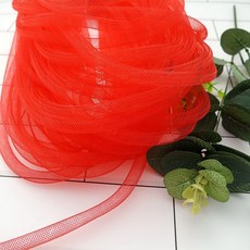 둥근 메쉬 컬러 축제 원형 탄성리본 튜브장식 크리놀라, 1. 진홍색 1m