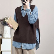 프리티글라라 오버핏 레이어드 조끼 뜨개 니트 베스트