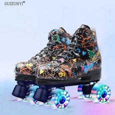 발광 파스텔 롤러스케이트 수납 범퍼 바퀴 투명 성인용 인라인 초보자 롤러장 블레이드, 1개, 블랙 글리터 무료 가방