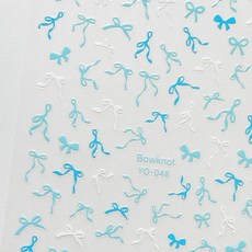 물결 리본 화이트 블루 믹스 네일스티커 YO-046, 1개, 2.화이트_핑크믹스