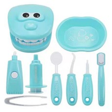 小牙醫口腔刷牙模擬玩具 9件組 兒童過家家早教玩具, 僅供 - 醫療套裝GO10 - 藍色 - 袋裝64g, 1套