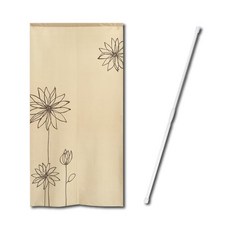 Noren Kobo 노렌코보 라인플라워 노렌 가리개 커튼 85x170cm 압축봉 포함