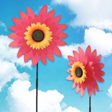 썬플라워바람개비 팔랑개비 핑크 2중 공원 2p세트 파티 장식 정원klm923, 1개