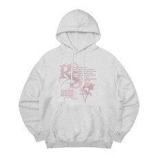 [이스케이프프롬] 빈티지 로즈 프린트 후드티 화이트멜란지