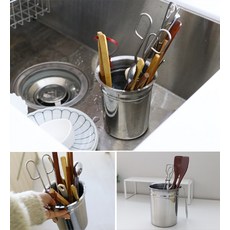 (국산 SUS304스텐) 수저 조리도구 설거지통 (불림통 쓰레기통), 1개