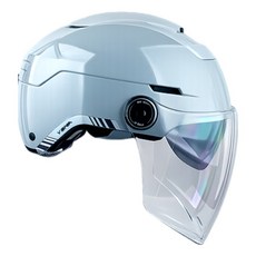 프로라이더스 예마370 반모 오토바이 가벼운 스쿠터 하이바 하프페이스 여름 헬멧, 프로스티실버