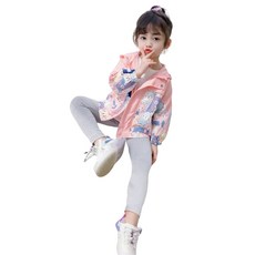 兒童撞色夾克外套 時尚寬鬆拉鍊外套 女童休閒外套 舒適透氣