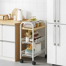 라온프리 다용도 이동식 틈새수납장, 3단, 우드