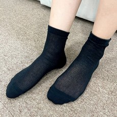 국산 여성 무압박 망사양말 시스루 여름 임산부 양말 5켤레, 블랙 5켤레