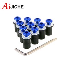 오토바이 윈드실드 볼트 나사 너트 고정 키트 M5 5mm 10개 NVX 에어록스 155 NMAX NMAX155 XMAX 125 250 300 400, Blue