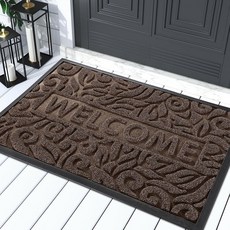 Yimobra Welcome Mat 야외용 74.5 x 43.2cm(29.5 17인치) 현관 외부 입구용 방수 미끄럼 방지 야외 매트 차고 파티오 커피용 로우 프로파일 입, 29.5인치 x 17인치, 커피