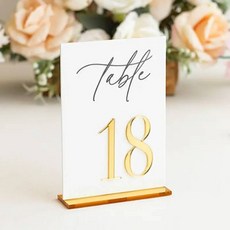 흰색 아크릴 테이블 번호 웨딩 장식 간판 골드 탁상 장식, no.1-25, gold on white