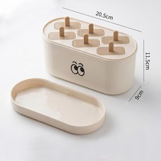 帶蓋雪糕模具 家用冰棒模具, 方形 - 米色6支, 1套