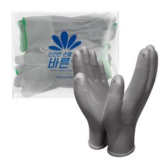 장갑이네 바른 PU 손끝 탑 폴리 코팅 장갑 10켤레, 1개, 탑 회색S 10켤레
