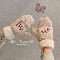 Lilian's 熊熊圖案毛絨保暖手套
