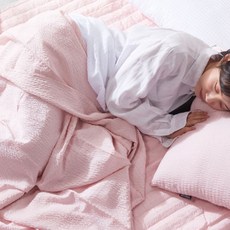 핑크얇은이불 시어서커 시원한홑이불 단색침대이불