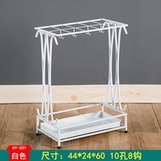 raee好貨推薦 創意鐵藝傘桶 酒店大堂家用落地式雨傘架 雨傘桶收納桶 入戶傘架 V0, 白色（10孔8鉤）, 1個