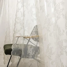 화이트 레이스 라운드 미러 덩굴 커튼 거실 문짝, white