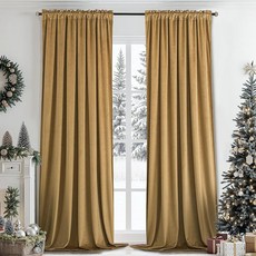 SimpleHome 다크 그린 벨벳 커튼 거실용 243.8cm(96인치) 로드 포켓 럭셔리 암막 벨벳 커튼 단열 2 패널 암막 드레이프 너비 101.6 x 길이 243.8c