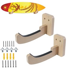 Surfboard 벽 마운트 랙 1쌍 보관용 솔리드 우드 서프보드 홀더 롱보드 쇼트보드 스킴보드 스노우보드 스케이트보드용 미끄럼 방지 서핑 보드 실내 실외 사용 3000039, Surfboard 벽 마운트 랙 1쌍 보관용 솔리드 우
