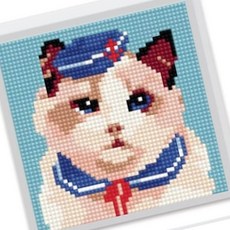 HOOT 보석십자수 G01 혼자놀기 블루양이 DIY공예 큐빅비즈 십자수패키지 액자프레임