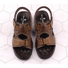 綠色鞋子韓國製造三扣裝飾男款休閒皮涼鞋 Z-43004