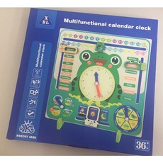 兒童教具 七合一立式青蛙時鐘 多功能早教益智玩具, 1個, 彩盒