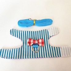 【熱銷！臺灣出貨】幼兔牽引繩龍貓胸背帶雪貂松鼠倉鼠荷蘭豬小寵繩子溜鼠繩, 1個, 藍條紋S號