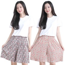 꽃주름 까실이 5부팬츠 1＋1 2종세트 여름 플라워 쿨원단 아이스 시원하고 가벼운 홈웨어