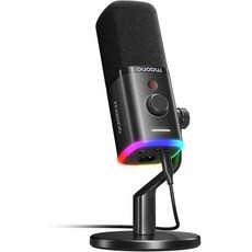 마오노 USB/XLR 팟캐스팅 마이크 PC용 게이밍 스트리밍 다이내믹 무음 버튼 RGB 데스크탑 스탠드 컴퓨터 영상 스튜디오 녹음용 PD100X 검정, Black