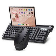 PLEOMAX PBC-500 타자기모양 키보드 마우스 세트 레트로 무선 블루투스 겸용, 블랙, 직접입력, 일반형