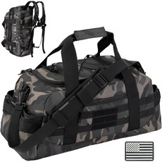 한니발 택티컬 35L 대형 더플백 스포츠아웃도어용 3-in- 백팩 MOLLE 팩 블랙 카모