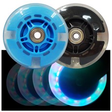 킥보드 발광 LED 불바퀴 100mm 베어링넘버 ABEC-7 608ZZ 휠 라이트 우레탄 바퀴 인라인 에스보드, 100mm(블랙), 1개