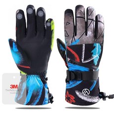 INPAKO 스노우 장갑 방수 따뜻한 스키 겨울용 보온 남성 및 여성 모두에게 적합 부모 자녀를 위한 선물 컬러 스플래터(블랙) XXS 311289