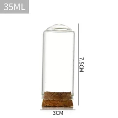 30pcs 미니 탁상 디스플레이 유리 돔 Cloche 커버 장식 마른 꽃 수제 공예 벨 항아리 나무 자료 홈, 06 30x70mm 35ml, 1개