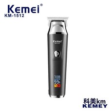 科美 KM-1512 理髮器 電推剪 家用 男士 電動剃頭器, LED數顯款-耀夜黑,usb充電款