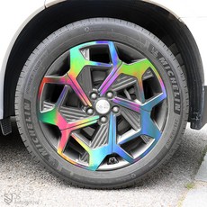 [비브랜드] 피그파인더 20인치 홀로그램 휠마스크 무지개 컬러 포인트 기스 방지 커버 스티커 DIY 차량용품 팰리세이드 캘리그라피 호환, 프리즘홀로그램