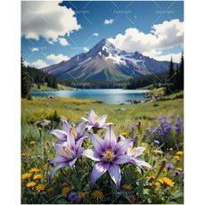 숫자 키트별 마운틴 블룸 뷰 페인팅 - 16x20 캔버스에 DIY 보라색 백합과 경치 좋은 봉우리 초보자를 위한 아크릴 페인트 세트 가정 장식 또는 선물용