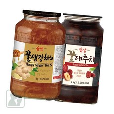바래스 꿀생강차1kg 꿀대추차1kg 병차세트, 1