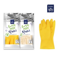 명진 단미니 고무장갑, 노랑색, 소(S), 10개